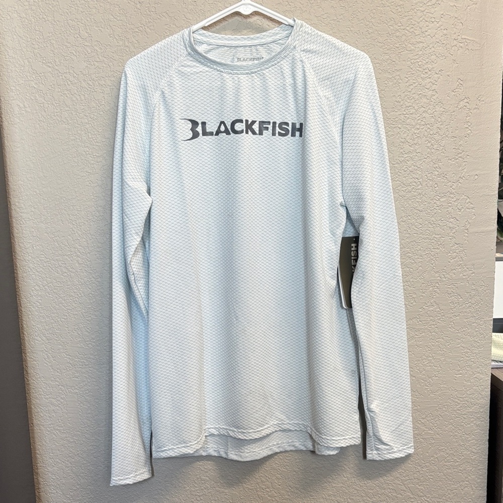 Men's Blackfish Angler UPF Long Sleeve Shirt (White/Blue) - Size S